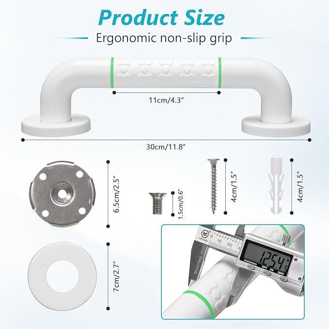 Grab Bars for Shower, 2 Pack 12 Inch Shower Handle Bath Grab Rails - Image 2