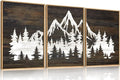LHIUEM Large Mountain Tree Framed Canvas Wall Art Set, Modern White Forest Art by LHIUEM