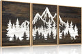 LHIUEM Large Mountain Tree Framed Canvas Wall Art Set, Modern White Forest Art by LHIUEM
