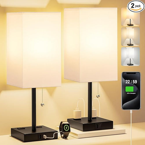 17.4In Tall Table Lamps for Bedroom Set of 2 by Fenmzeelighting
