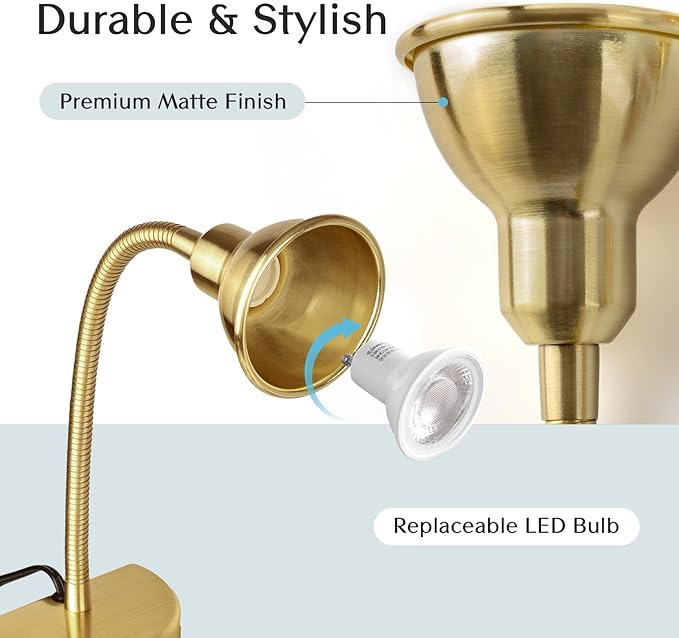 Solfres Patented Innovative Design Headboard Reading Light. No Drilling Golden - Image 4
