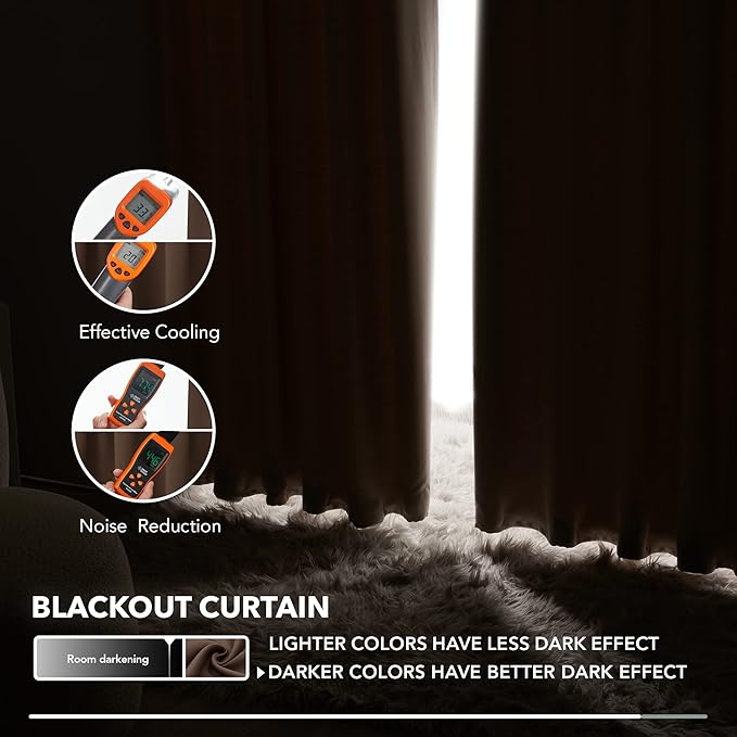 Deconovo Blackout Curtains, Thermal Insulated, W52 x L95 2 Panels, Back Tab - Image 5