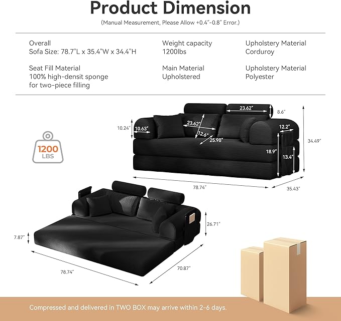 Upgrade High Backrest Design Sofa Bed - Image 2