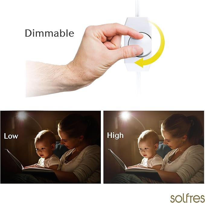 Solfres Patented Innovative Design Headboard Reading Light. No Drilling Book - Image 6