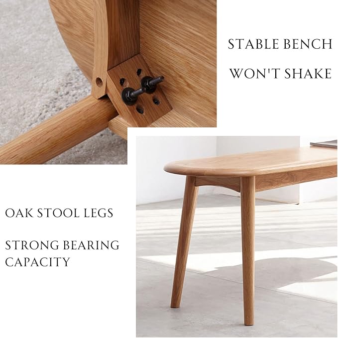 100% Solid Oak Dining Bench, Wood Bench - Image 5