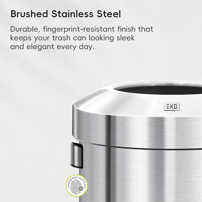 EKO 16-Gallon Round Stainless Steel Open Top Trash Can, Large Commercial Waste - Image 5