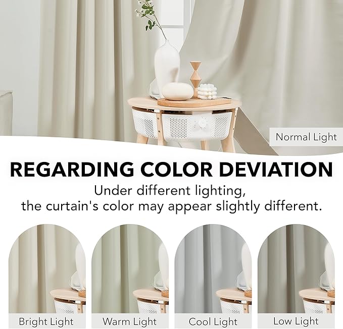 Deconovo Blackout Curtains, Thermal Insulated, W42 x L63 2 Panels, Back Tab - Image 4