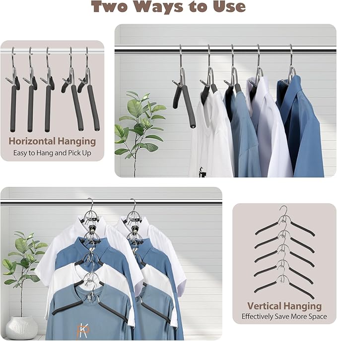 VWV Hangers, Space Saving Hanger, Heavy-Duty Stainless Steel Sweater and Shirt - Image 7