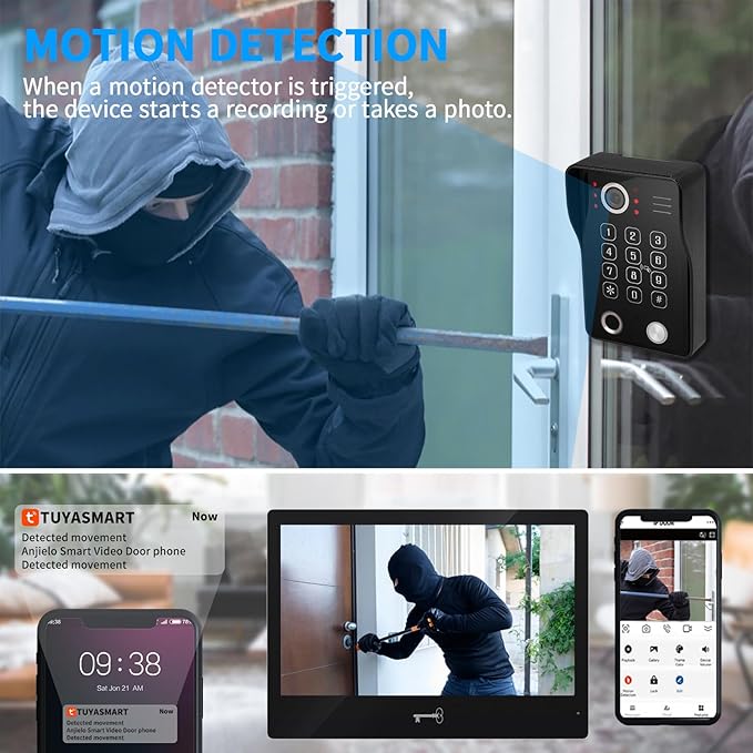 Wired Video Apartment Intercom System, Door Phone Kit, 10 Inch Touch Monitor - Image 4