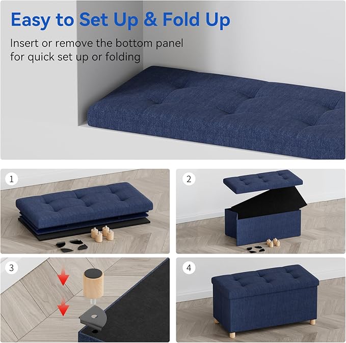 BRIAN & DANY 30 Inches Folding Storage Ottoman Bench, Ottoman - Image 5