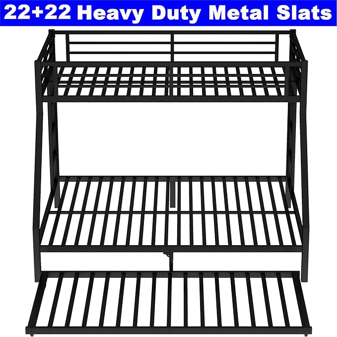 Upgraded Version Thicken Stronger Metal Heavy-Duty Twin XL Over Queen Bunk Bed - Image 6