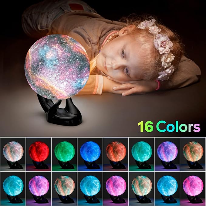 BRIGHTWORLD 7.1inch Galaxy Lamp 16 Colors Moon Lamp 3D Printing, Remote & Touch - Image 4