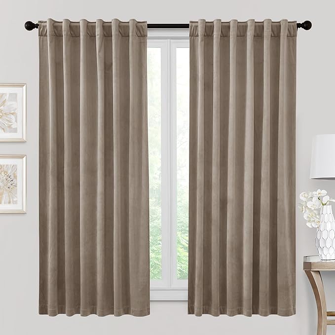 RYB HOME 72 inches Velvet Curtains by RYBHOME