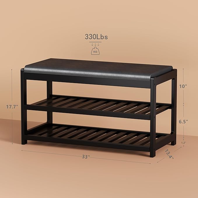 Shoe Bench Entryway, 100% Solid Solid Wood Shoe Rack Bench - Image 3