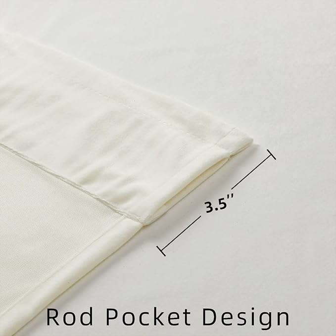Joydeco White Velvet Curtains 63 inch Length 2 Panels, Luxury Blackout Rod - Image 3