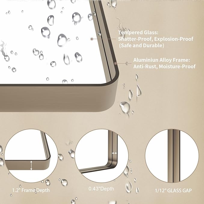 LOAAO 24”X32” Bronze Bathroom Mirrors - Image 5