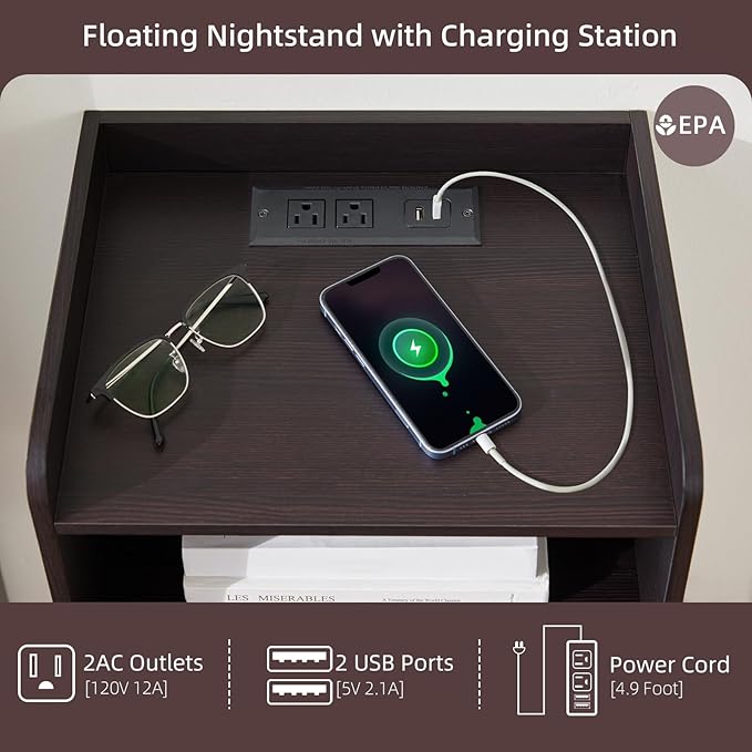 Modern Fluted Floating Nightstand Wall Mounted - Image 4