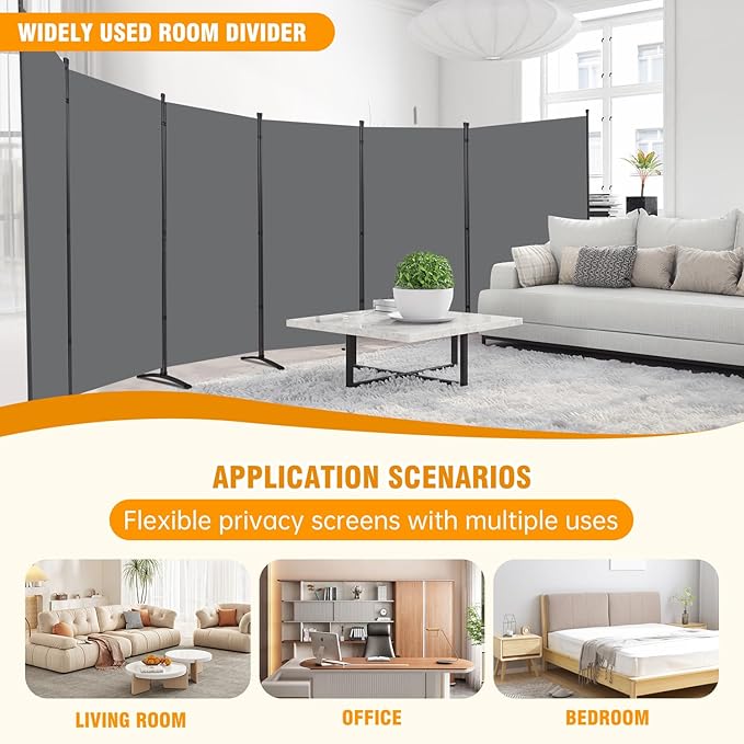 6 Panel Folding Privacy Screens, 6 FT Tall Wall Divider - Image 7
