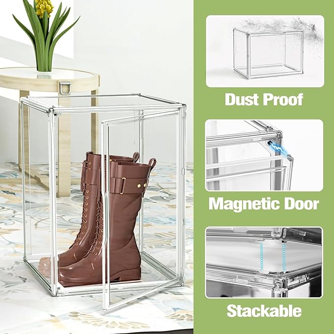 Tall Boot Storage Box 5 Pack, XX-Large Acrylic Shoe Box Sneaker Display Case - Image 5
