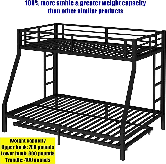 Higher Quality & Stronger Heavy Duty Metal Bunk Bed Frame Twin Over Full Size - Image 7
