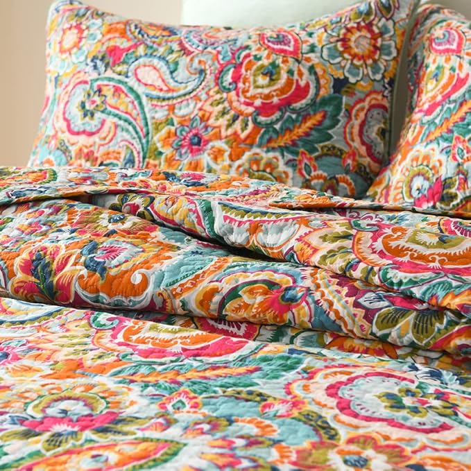Cotton Bedspread Quilt Sets, Reversible Bedding Coverlet Sets Comforter - Image 3