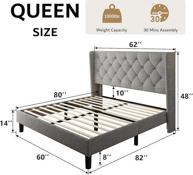 iPormis Queen Size Platform Bed Frame - Image 2