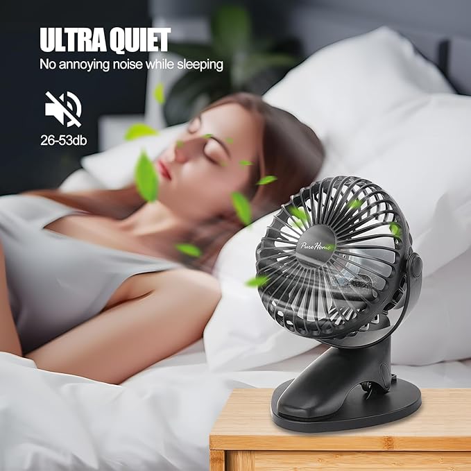Portable Clip Fan Battery Operated, 3 Speeds USB Rechargeable Mini Table Fan - Image 5