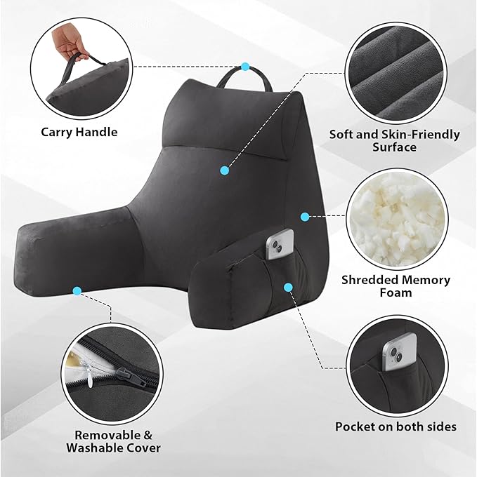 IPYNBAP Back Pillow for Bed Sitting up, Reading Pillow for Sitting in Bed Adult - Image 4