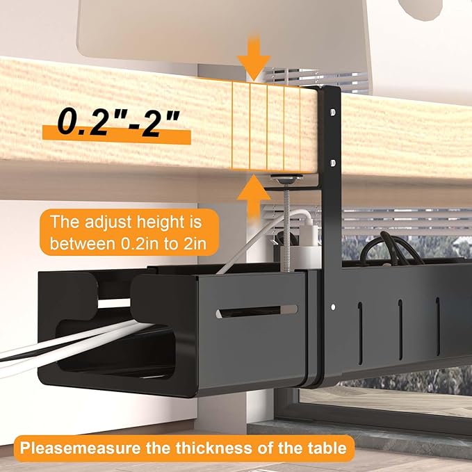 REALINN Under Desk Cable Management Tray Black, Expandable 25.27"-38.66" Sturdy - Image 3