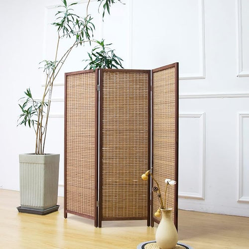3 Panel Short Room Divider Screen, Small Bamboo Panel Divider by Furnnylane