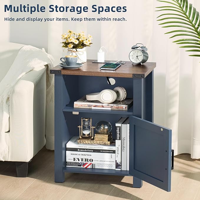 Joaxswe Night Stand Set of 2, 18 Inch Farmhouse Nightstand - Image 4