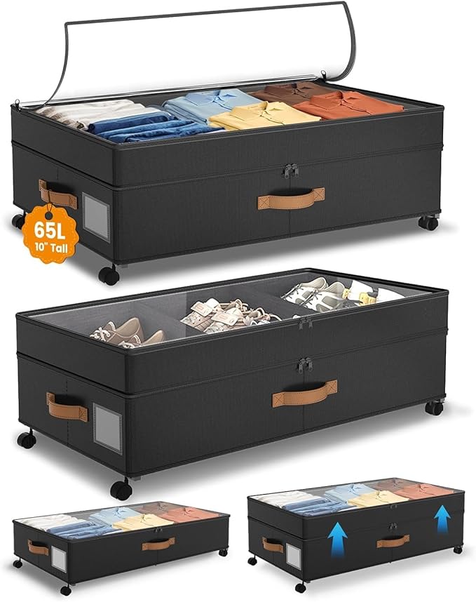 Under Bed Storage with Wheels, 72L XXL Under the Bed Storage Containers Large - Image 6