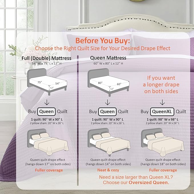 KASENTEX Queen Quilt Set 90"x90" – Soft Washed 3-Layer Lightweight Bedspread - Image 3