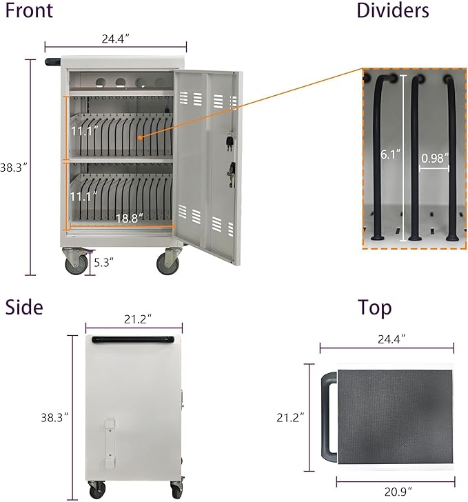 32-Bay Mobile Charging Cart - Image 2