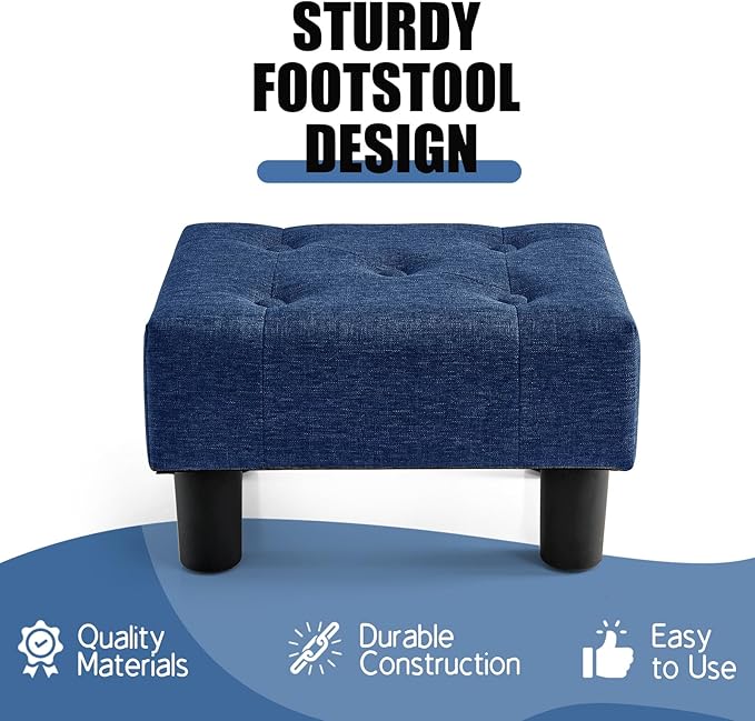 BRIAN & DANY Small Foot Stool, Linen Foot Stools - Image 4