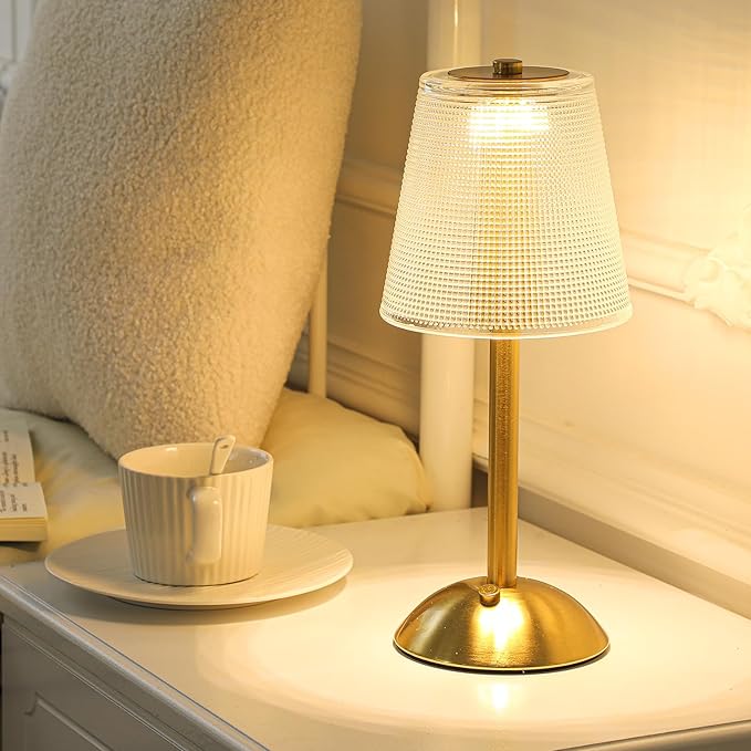 Liliful 2 Pcs Cordless Table Lamp Rechargeable Touch LED Small Gold Portable - Image 5