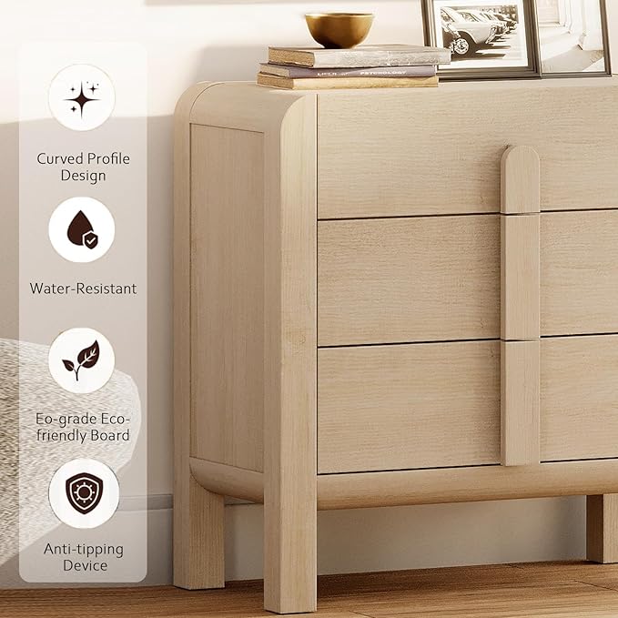 WAMPAT Modern 3 Drawer Nightstand, 31.5" Tall Nightstand - Image 5