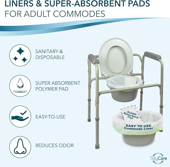 TidyCare Disposable Bedside Commode Liners and Pads - Image 2