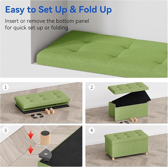 BRIAN & DANY 30 Inches Folding Storage Ottoman Bench, Ottoman - Image 5