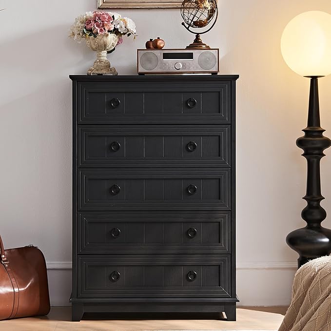 Farmhouse 5 Drawer Dresser for Bedroom, Rustic Wood Dresser - Image 6