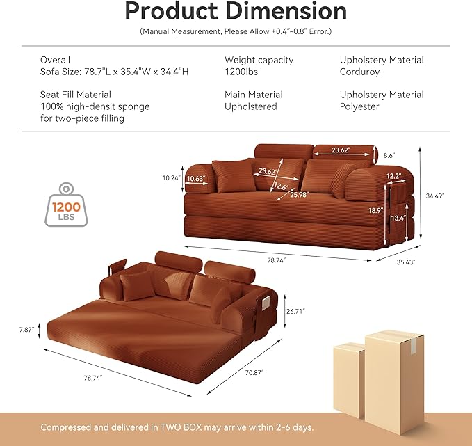 Upgrade High Backrest Design Sofa Bed - Image 2