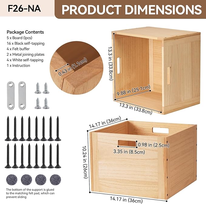 KIRIGEN Stackable Wood Storage Cube /Basket/ Bins Organizer - Image 6
