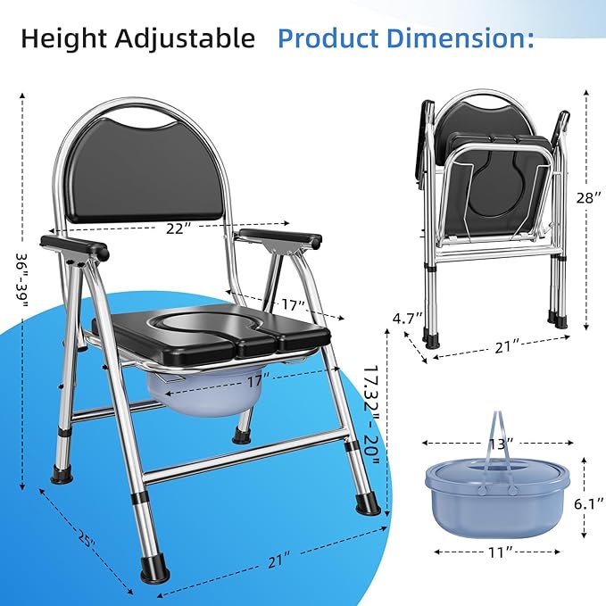 4 in 1 Folding Bedside Commode Chair - Image 3