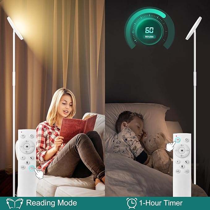 White Floor Lamp, 40W Super Bright Floor Lamps - Image 3