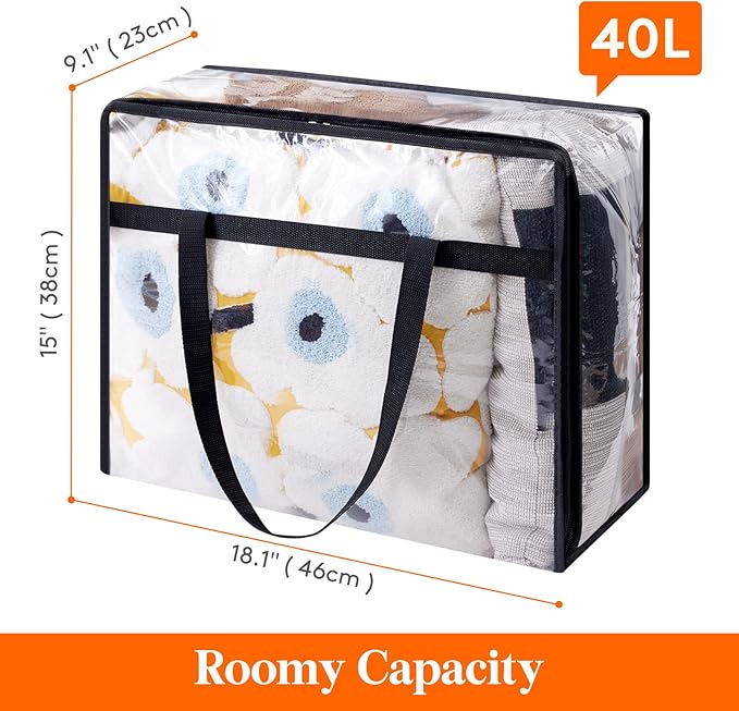 Lifewit 6 Pack Clear Clothes Storage Bags, 40L Plastic Blanket Storage Bag - Image 4
