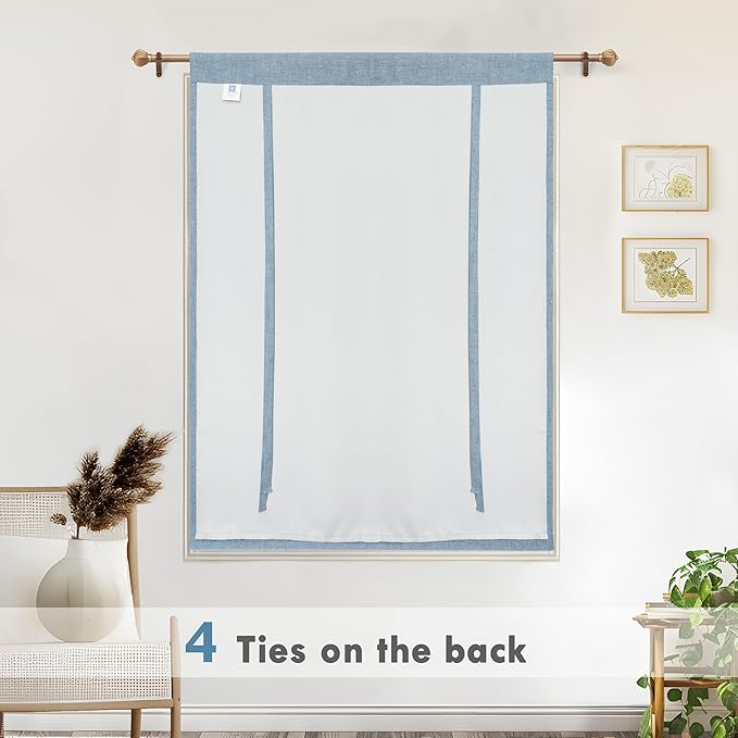 DriftAway Double Layer Linen Blackout Tie Up Curtains Thermal Insulated Fully - Image 8