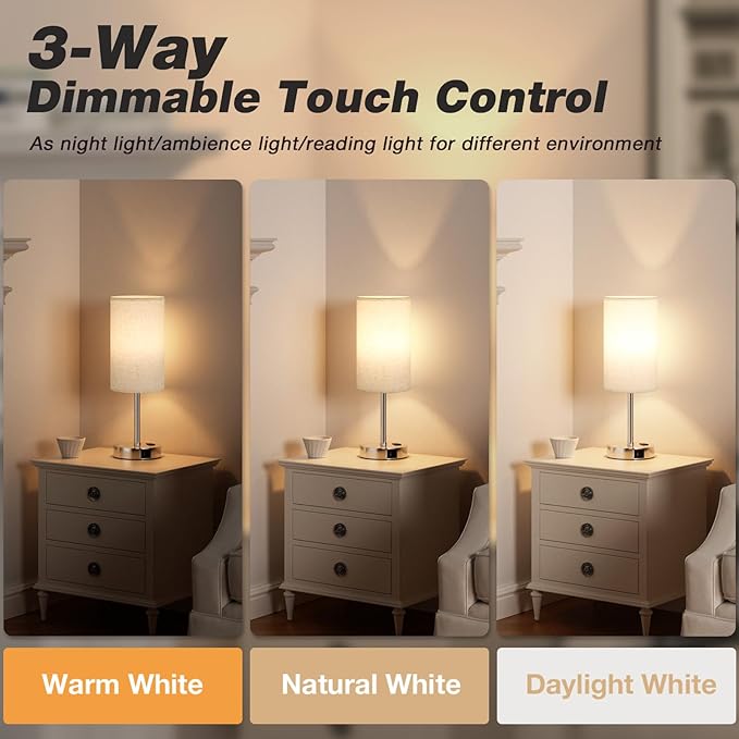 17.4Inch Bedside Touch Table Lamps - Image 3