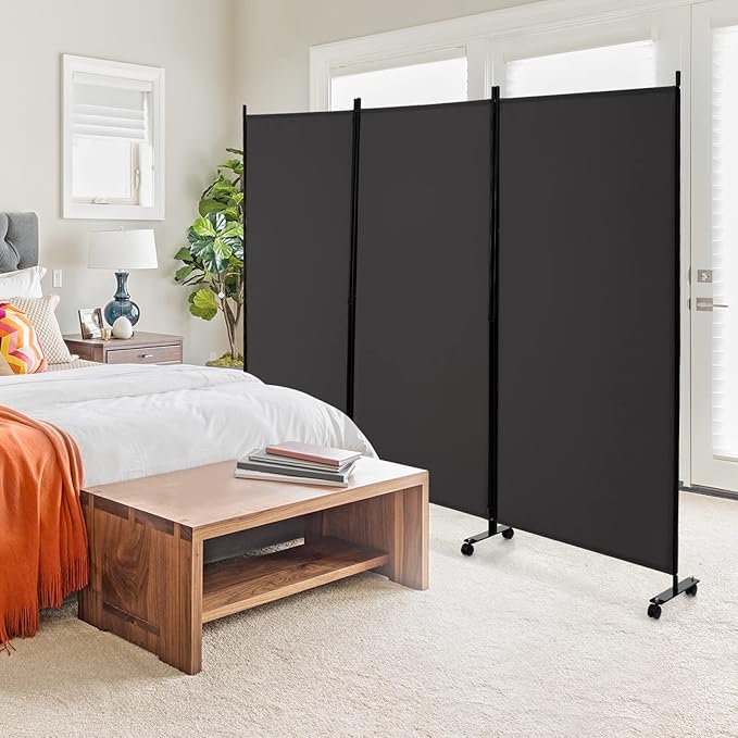 GOFLAME 3 Panel Folding Room Divider, 6FT Rolling Privacy Screen - Image 2
