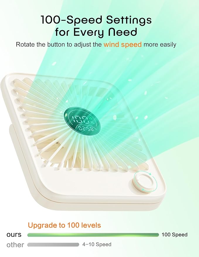 Small Desk Fan Personal Fans，100Speed Adjustable Quiet Small Portable Fan - Image 3