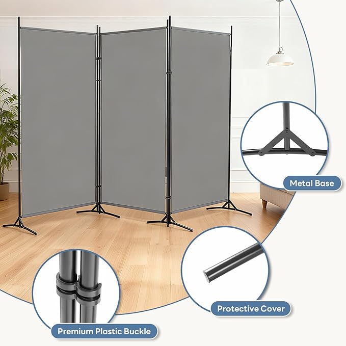 DUMOS 3 Panel Partition Room Divider, 6 Ft Tall Folding Privacy Screen - Image 5